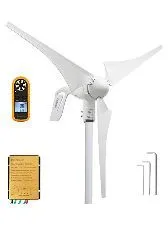Pikasola Wind Turbine Generator 400W 12V with 3 Blade 2.5m/s Low Wind Speed Starting Wind Turbines with Charge Controller, Wind...