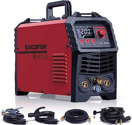 ARCCAPTAIN TIG Welder 200A, High Frequency 110v/220v Dual Voltage TIG/Stick/Arc 2 in 1 Welder LED Digital Display Welding Machi...